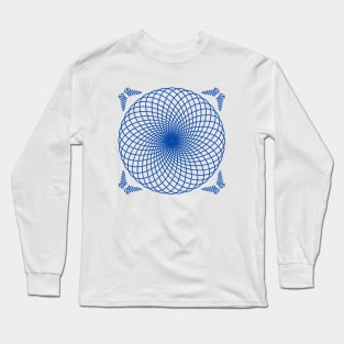 Dark blue orbital paths mandala Long Sleeve T-Shirt